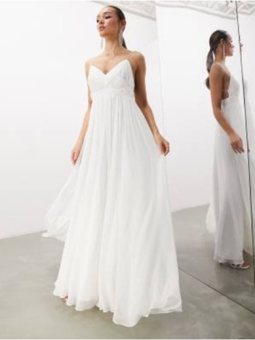 ASOS White Empire Waist Spaghetti-Strap Maxi Wedding Gown